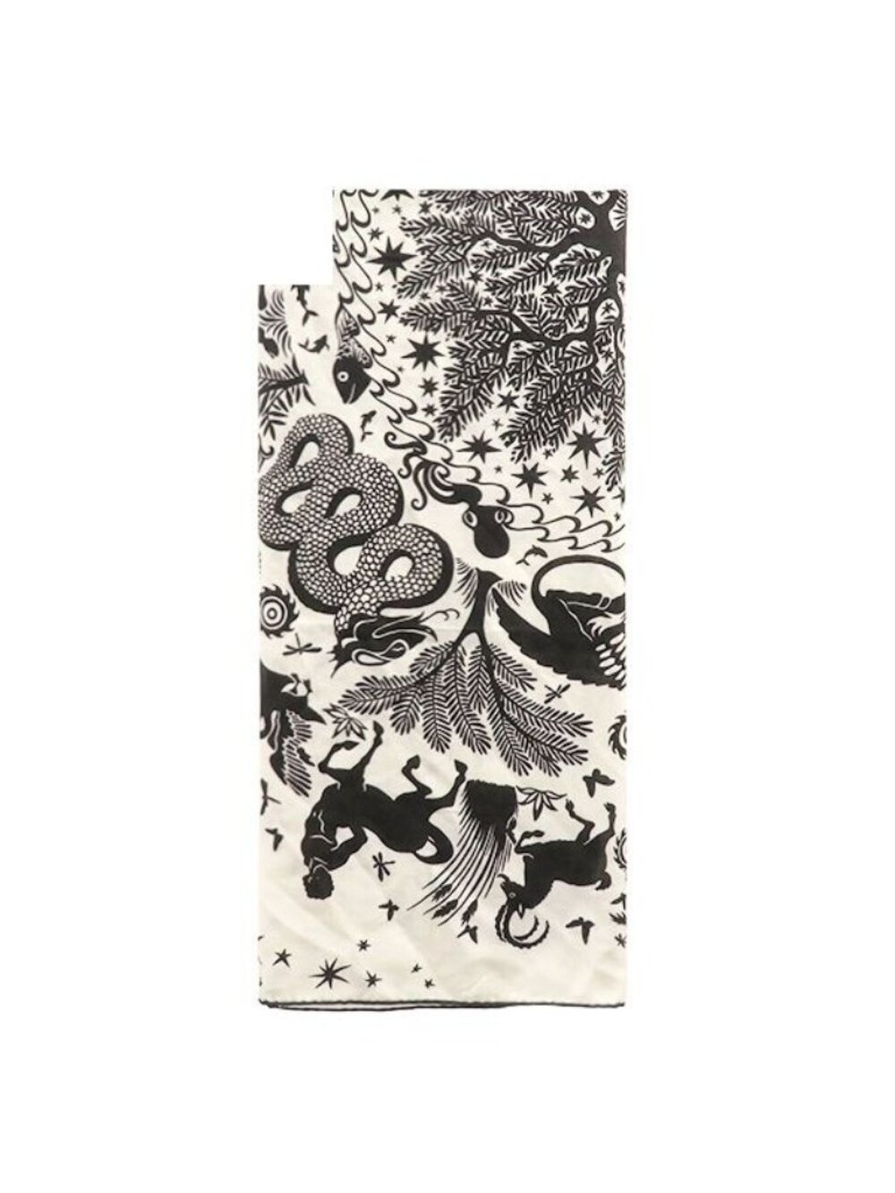 Hermes Shawl Carre 140 Cashmere Silk White Black le Charme D'orphee Attracted